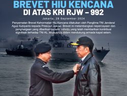 Presiden Jokowi Terima Penyematan Brevet Kehormatan Hiu Kencana di KRI RJW-992